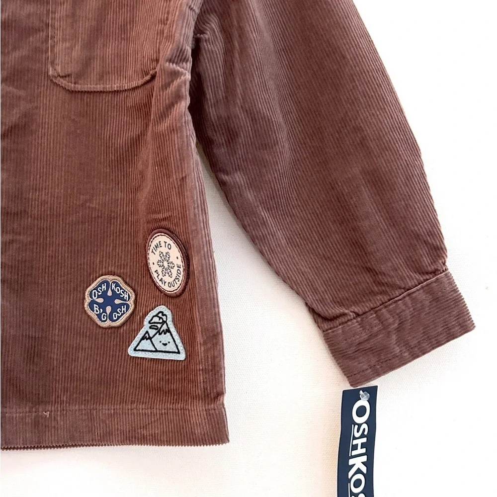 OshKosh B’gosh 24M Corduroy Shirt Jacket Brown Patch Button Up NWT